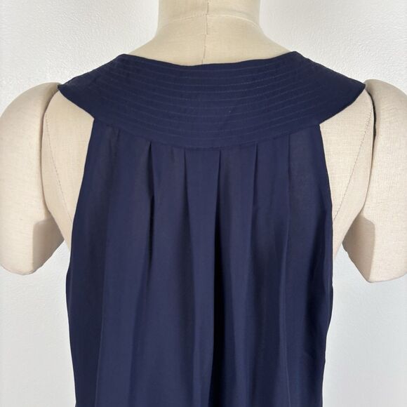 J Crew Navy Blue Drapey Crepe Viscose Sleeveless Tank Top Shirt A1329 Size 6 - Picture 7 of 7